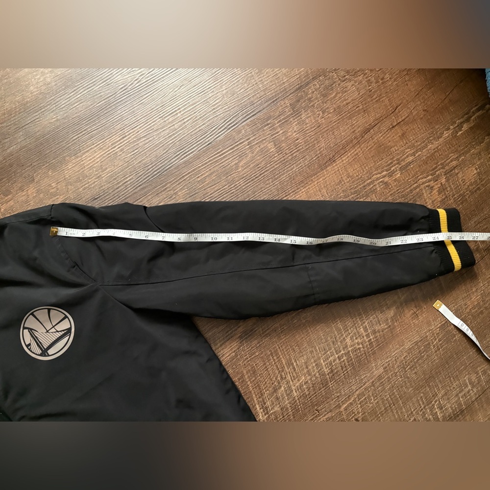 NBA Golden State Warriors black bomber jacket quilted full zip streetwear sz L - Picture 9 of 14